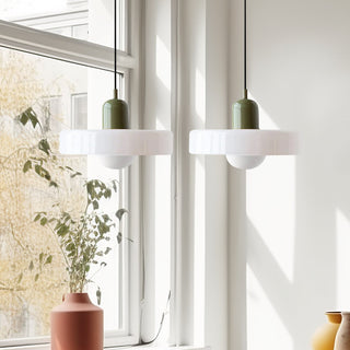 Suspension Bauhaus – Lampe LED moderne à deux têtes en verre pour salle à manger