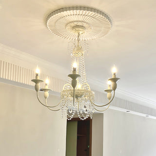 Crystal tassel vintage chandelier — luxury white metal glass warm