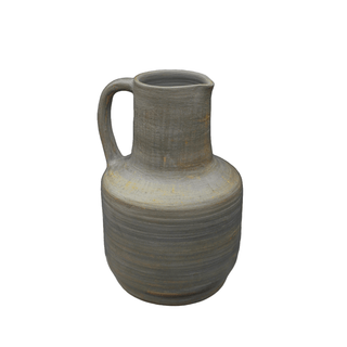 vintage pottery pitcher handcrafted clay ceramics rustic modern decor front view