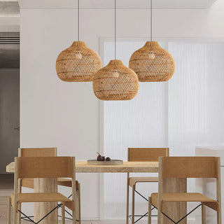 Handmade rattan wicker basket pendant for boho living room