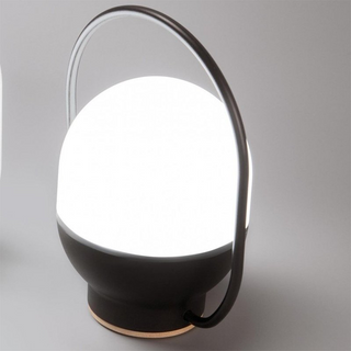 Portable LED table lamp illuminated — black white warm