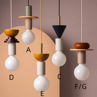 Colored wood pendant styled — modern kitchen island hanging lamp
