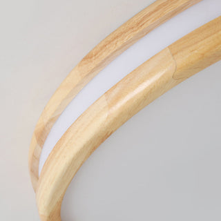 Round wooden ceiling fixture vintage – warm wood close-up