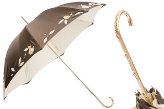 Hand embroidered luxury handmade Italian double cloth brass umbrella front