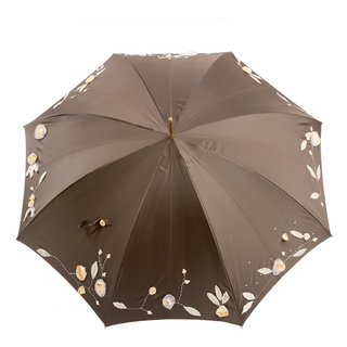 Hand embroidered luxury handmade Italian double cloth umbrella top view