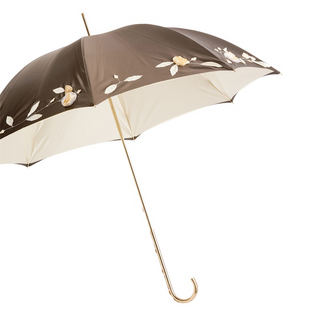 Hand embroidered luxury handmade Italian double cloth brass umbrella side