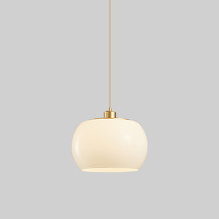 Classic white glass pendant for retro-inspired dining room