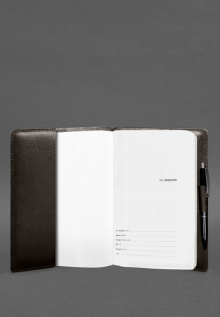 leather bound notebook premium genuine leather journal pen holder metal ring binder close-up