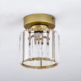 Black Hallway Ceiling Light - Modern 1-Light Semi-Flush Mount Fixture with Crystal Shade