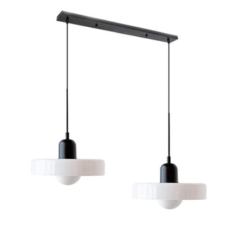 Suspension Bauhaus – Lampe LED moderne à deux têtes en verre pour salle à manger