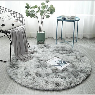 round light grey kilim style polyester area rug floor mat detail