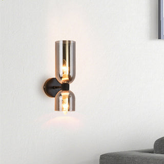 Glass double head modern two bulb wall lamp close-up