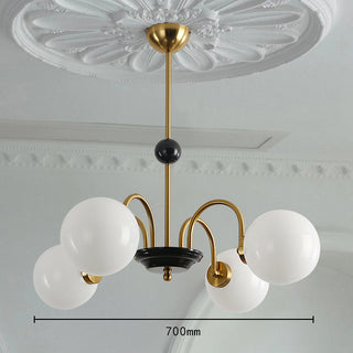 Nordic chrome ceiling chandelier detail — 3-globe glass warm