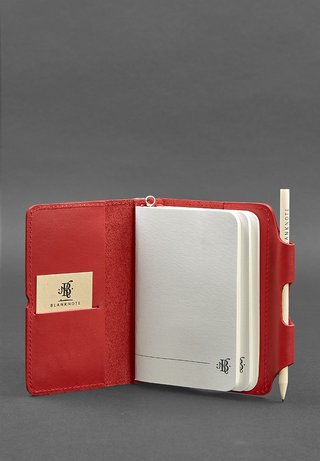 leather bound notebook designer soft cover replaceable inserts pen holder side view