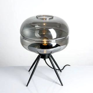 Glass tripod lamp setting — warm white LED ambient