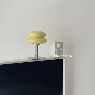 Round metal glass LED lamp front — Nordic minimalist design