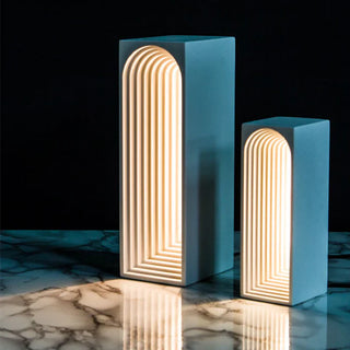 Architectural lamp cement detail — LED E27 close-up