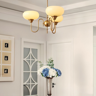 Creamy glass persimmon chandelier vintage mid century pendant