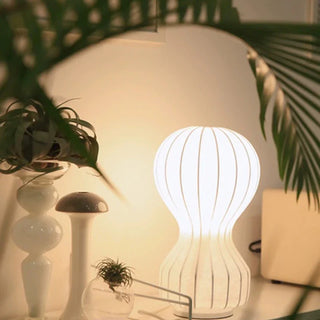 Creamy white Scandinavian lantern lamp front — modern design