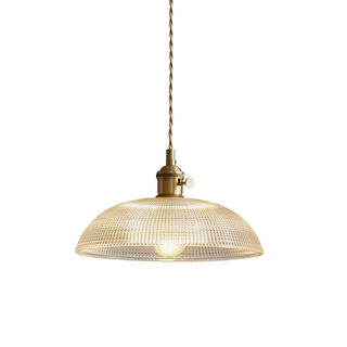 Colgante de cristal vintage - Lámpara de cristal acanalado con iluminación interior clásica