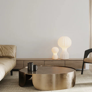 Modern lantern table lamp — Scandinavian creamy white setting