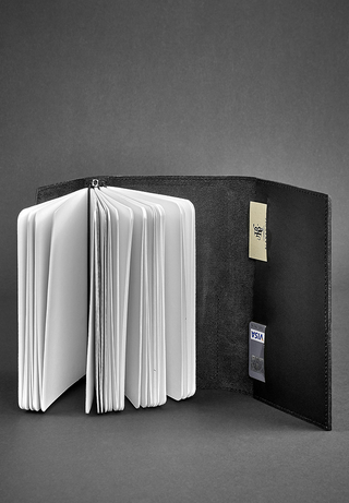 leather bound notebook soft book removable inserts pen holder side view