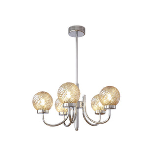 Glass Ball Chandelier – Modern Iron & Glass Fixture | Luxury Bedroom Lighting