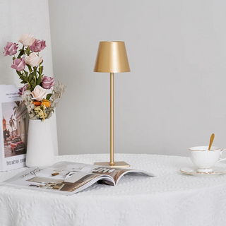 Waterproof golden lamp illuminated — cordless warm ambient