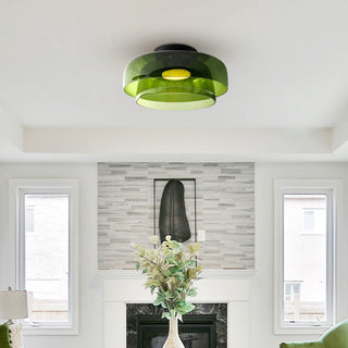 Plafonnier en verre multicouche - Lampe de plafond moderne pour salon avec abat-jour superposés