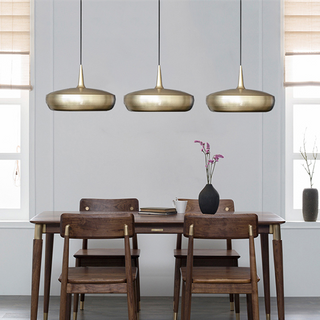 Modern metal pendant styled — warm glow dining room chandelier