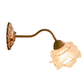 Lámpara de pared retro de cristal - Aplique de pared vintage con pétalos de cobre para sala de estar