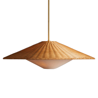 Lámpara Colgante de Ratán – Lámpara de Bambú Tejida a Mano con Pantalla de Madera Natural, Estilo Bohemio