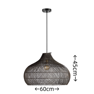 Suspension en rotin – Luminaire moderne en forme de cage tressée à la main pour îlot de cuisine