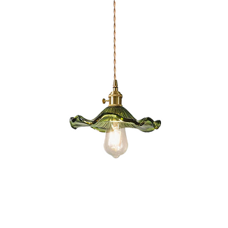 Fluted glass pendant lamp with brass base — elegant design