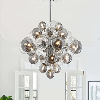 Bubble glass chandelier close-up — modern cluster round detail