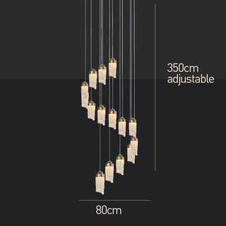 Modern acrylic LED pendant in interior — warm ambient ceiling lamp