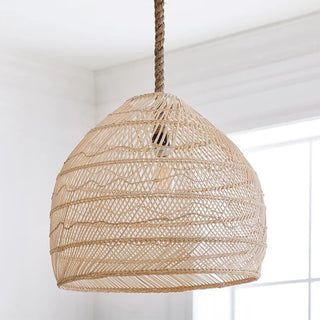 Suspension en corde de chanvre – Lampe à suspension artisanale en rotin | Éclairage style bohème