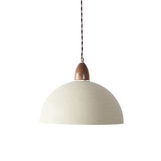 Nordic white ceiling lamp with wood and metal fixture