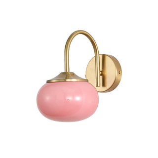 Pink glass bedroom wall lamp gold modern — sconce