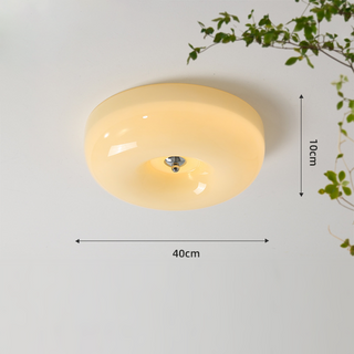 Cream Ceiling Lamp – Round Glass Light with Soft Warm Glow for Bedroom