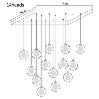 Glass Globe Pendant Light – Multi-Head Cluster Stairway Lighting Fixture with Adjustable Height