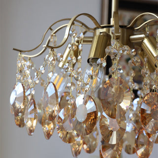Romantic amber chandelier crystal French gold plated pendant