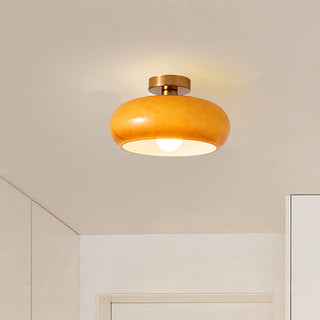 Vintage Glass Ceiling Light – Round Amber Pendant with Adjustable Hanging