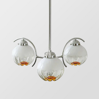 Modern glass flower chandelier illuminated — LED filament warm ambient