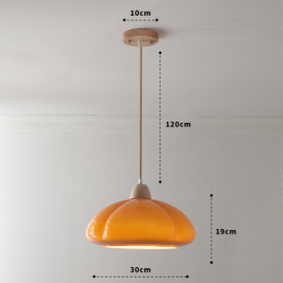 Vintage Pendant Light – Glass Pumpkin Lamp with Adjustable Hanging Light, E27 Socket