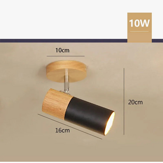 Wood Ceiling Light – Adjustable Surface Mounted Light with Directional Spot Lamp
