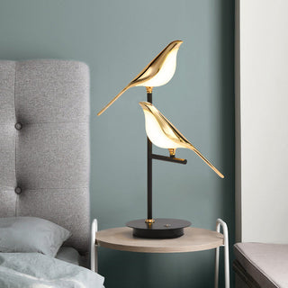 Modern gold bird lamp side — touch switch warm glow