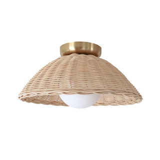 Eco bamboo rattan glass globe wall sconce ambient — rustic