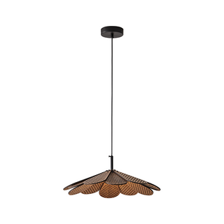 LED Rattan Pendant Light – Adjustable Boho Wooden Ceiling Lamp for Living Room