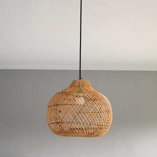 Rattan basket pendant with handmade wicker — living room